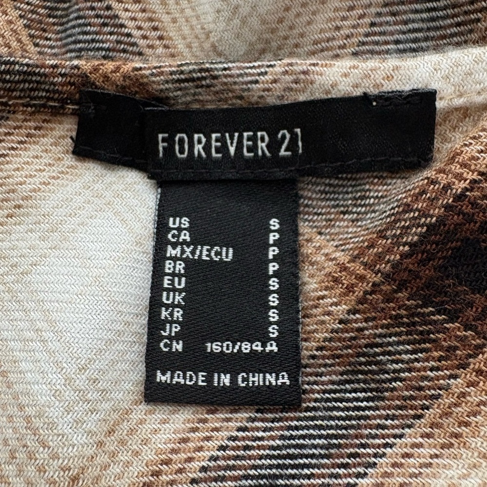 VTG 90s Y2K Forever 21 Brown Flannel Asymmetrical Babydoll Slip Dress S Western - Picture 8 of 12